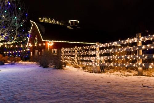 this image shows fence line Christmas lights in Rocklin, CA