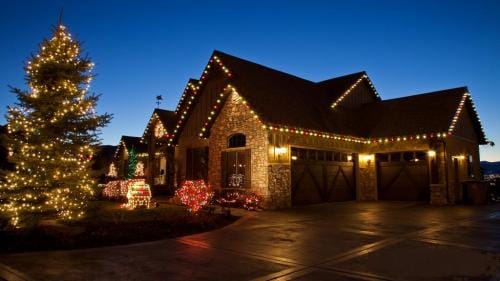 this image shows Christmas lights installation in Rocklin, CA