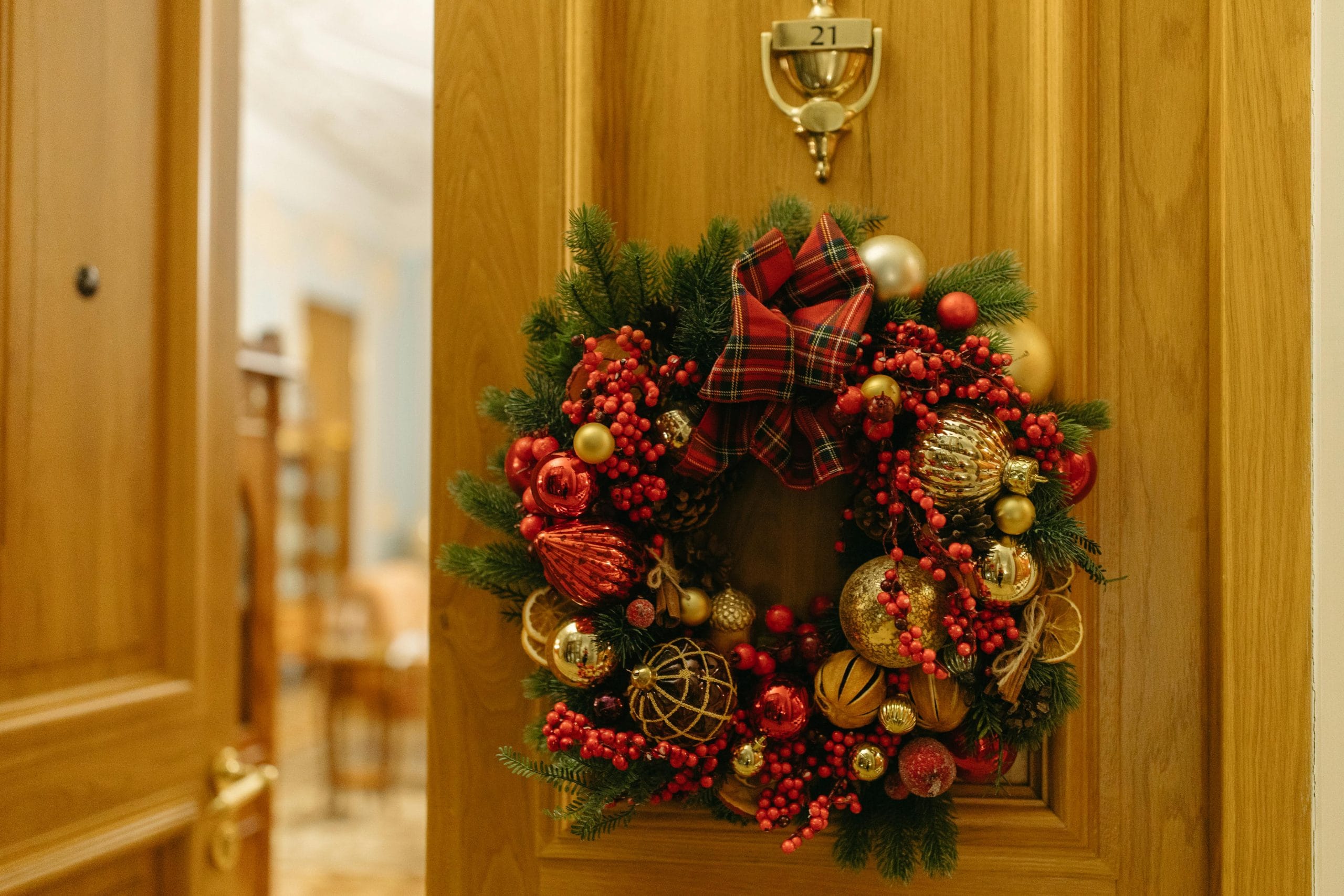 this image shows Christmas wreath in Rocklin, CA