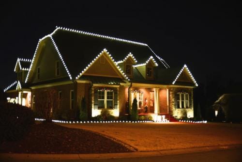 this image shows Christmas lights installation in Rocklin, CA