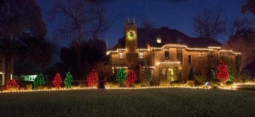 image shows christmas light installation in Penryn, CA