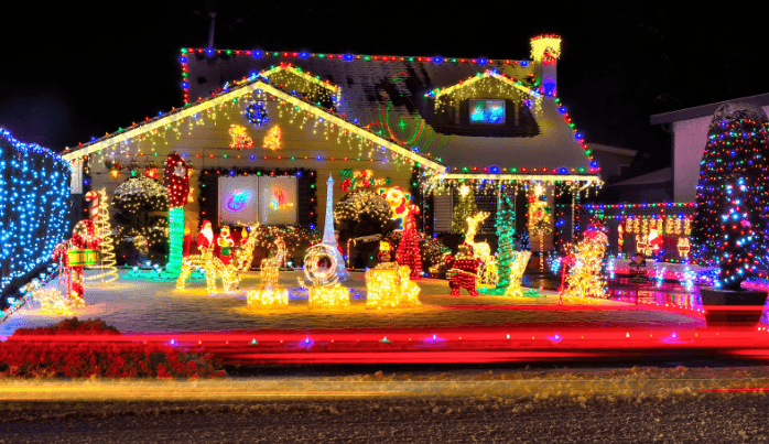 this image shows Christmas lights installation in Rocklin, CA