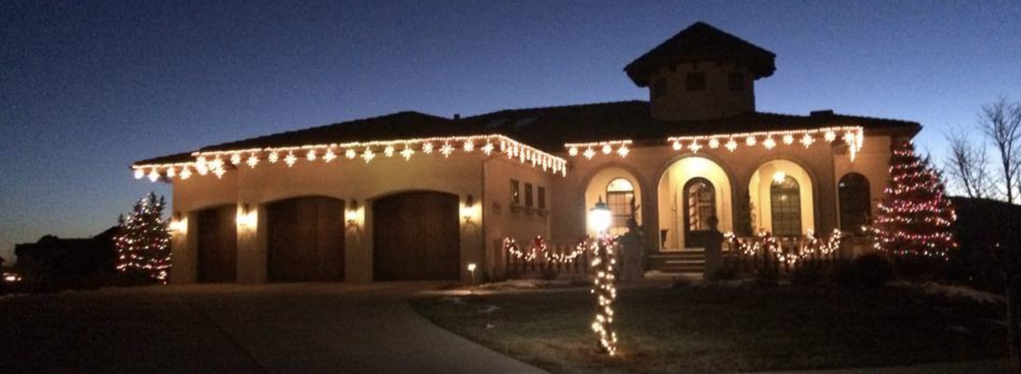 this image shows Christmas lights installation in Rocklin, CA