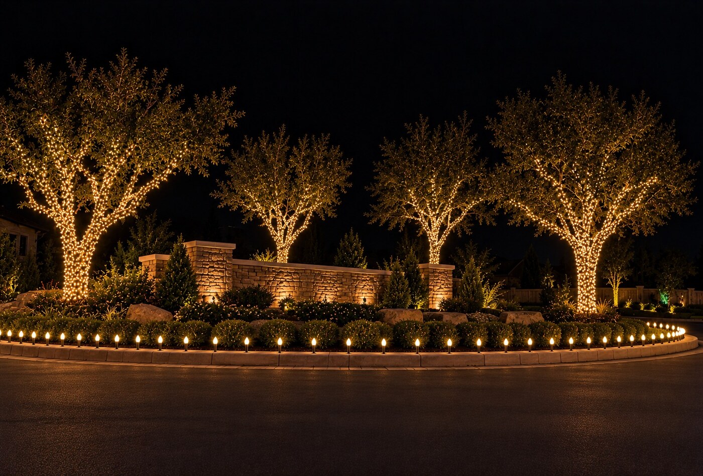 Christmas lights on a home, Springfield at Whitney Oaks Christmas light installation by Candy Cane Christmas Lights